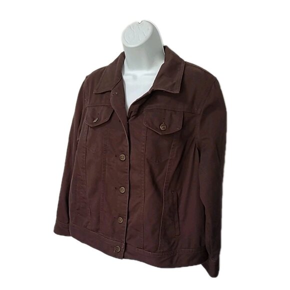Bridgewater Studio Vintage Denim Jacket Womens 14WP Brown Trucker Pockets - Picture 3 of 10